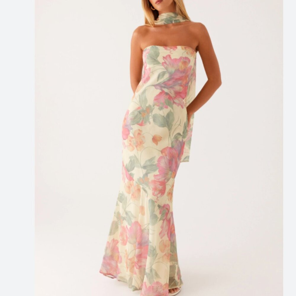 Peppermayo under the pagoda yellow/pink maxi dress